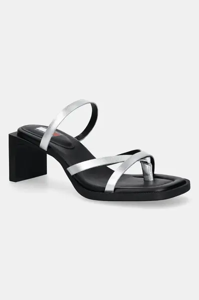 Kožené šľapky Tommy Jeans THE SOHO SANDAL METALLIC
