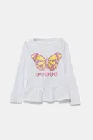 Detské bavlnené tričko s dlhým rukávom Guess