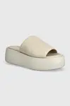 Kožené šľapky Calvin Klein FLATFORM SLIDE LTH