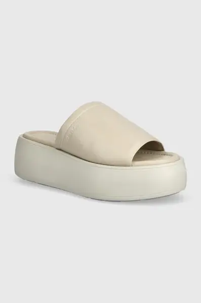 Kožené šľapky Calvin Klein FLATFORM SLIDE LTH