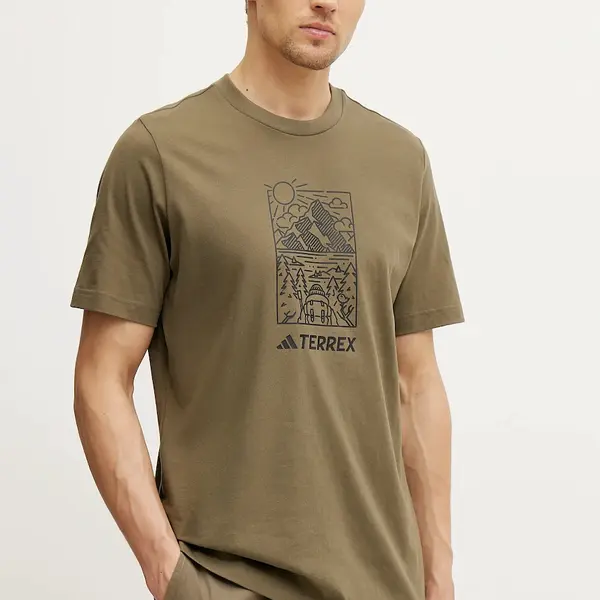Tričko adidas TERREX Wild pánske, zelená farba, s potlačou, JN4266