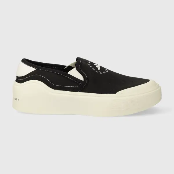 Tenisky adidas by Stella McCartney aSMC Court Slip On dámske, čierna farba, HP2772