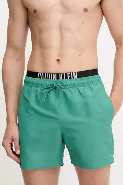 Plavkové šortky Calvin Klein zelená farba, LV00N61093
