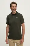 Bavlněné polo tričko Barbour Tartan Pique Polo zelená barva, s aplikací, MML0012