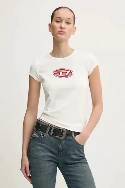 Tričko Diesel T-ANGIE béžová barva, A06268.0AFAA