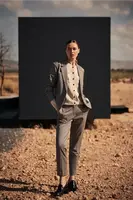 Dámské elegantní kalhoty typu houndstooth MOODO - béžové