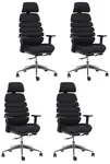 MERCURY 4PACK Ergonomická kancelářská židle SPINE černá s opěrkou hlavy (4 ks)