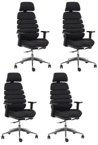 MERCURY 4PACK Ergonomická kancelářská židle SPINE černá s opěrkou hlavy (4 ks)