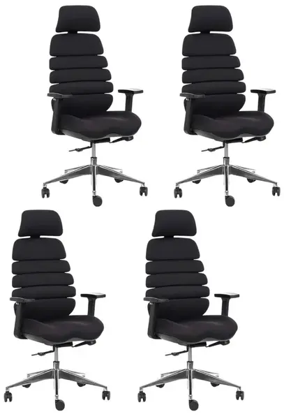 MERCURY 4PACK kancelářská židle SPINE černá s opěrkou hlavy (4 ks)