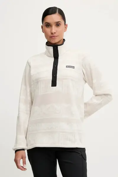 Outdoorová mikina Columbia Benton Springs dámská, béžová barva, vzorovaná, 2085611