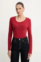 Tričko s dlouhým rukávem Guess červená barva, W5YI26 J1314