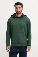 Bavlněná mikina Calvin Klein Jeans pánská, zelená barva, s kapucí, hladká, LV04RC297G