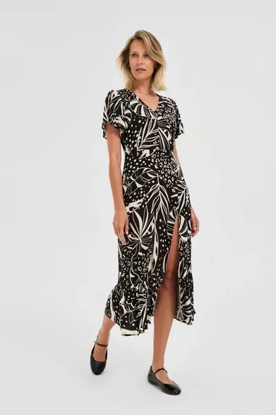 Marisse Viscose Dress With A Pattern, Black