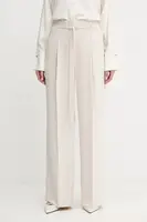 Kalhoty Twinset dámské, béžová barva, široké, high waist, 252TF2011