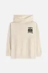 Dětská bavlněná mikina Coccodrillo béžová barva, s kapucí, s potiskem, EVERYDAY BOY A