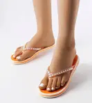 marka niezdefiniowana Orange flip-flops with rhinestones Patrier