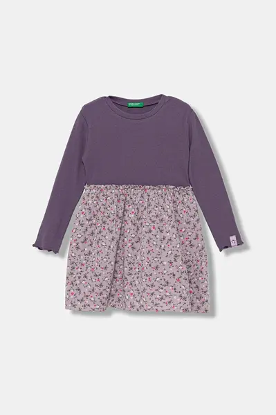 Dívčí šaty United Colors of Benetton fialová barva, mini, 434ZGV02I