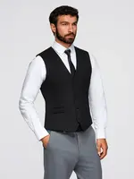 Ombre Men's suit vest with classic detailing and lining - black