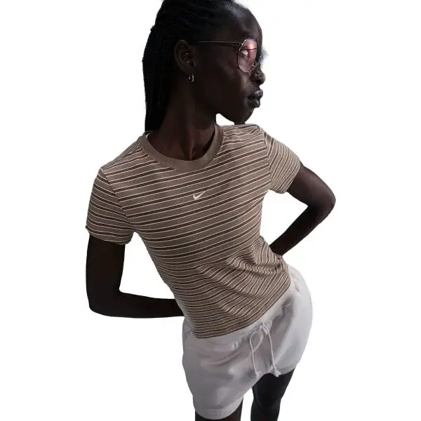 Nike SPORTSWEAR CHILL KNIT Dámské triko, hnědá, velikost