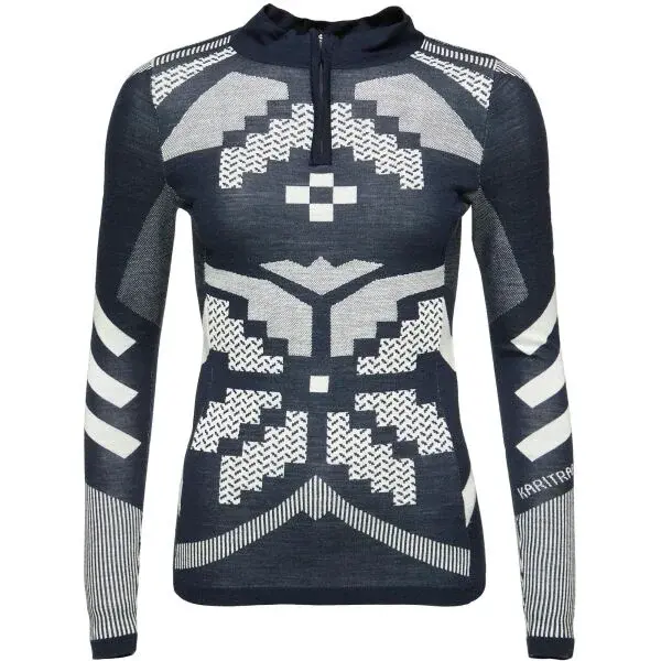 KARI TRAA FAITH HZ Dámské merino triko, tmavě modrá, velikost