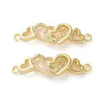 Rack Plating Brass Cubic Zirconia Double Heart Connector Charms