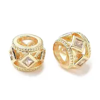 Brass Micro Pave Clear Cubic Zirconia European Beads