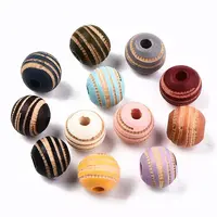 Painted Natural Wood Beads