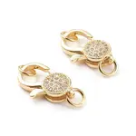 Brass Micro Pave Clear Cubic Zirconia Lobster Claw Clasp