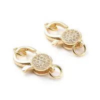Brass Micro Pave Clear Cubic Zirconia Lobster Claw Clasp