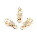 Brass Micro Pave Clear Cubic Zirconia Lobster Claw Clasp