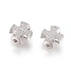 Brass Micro Pave Cubic Zirconia Slide Charms