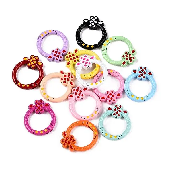 Spray Painted Alloy Spring Ring Clasps