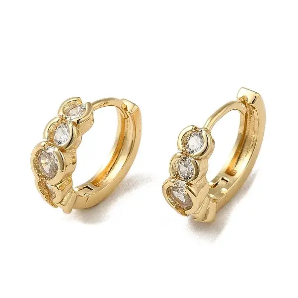 Brass Micro Pave Cubic Zirconia Hoop Earring