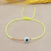 Adjustable Lanmpword Evil Eye Braided Bead Bracelet
