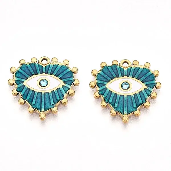 Ion Plating(IP) 304 Stainless Steel Enamel Rhinestone Pendants