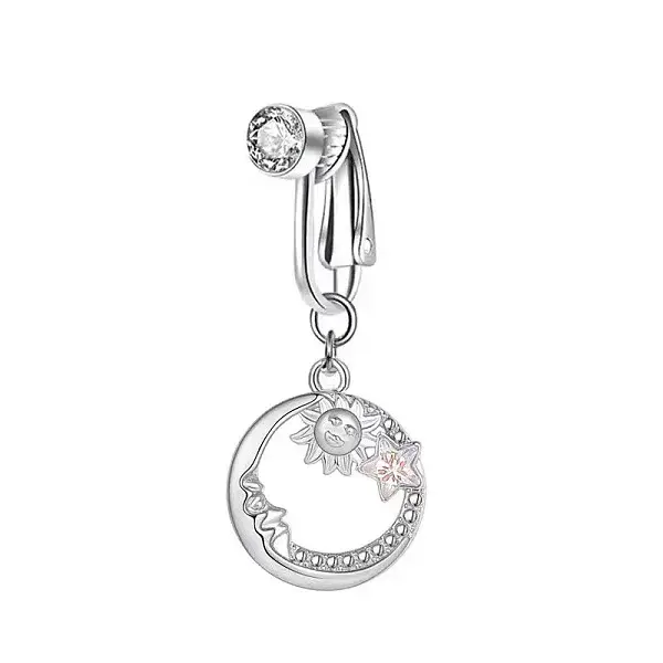 Brass Pave Clear Cubic Zirconia Clip on Belly Rings