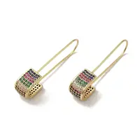 Brass Micro Pave Cubic Zirconia Hoop Earrings for Women