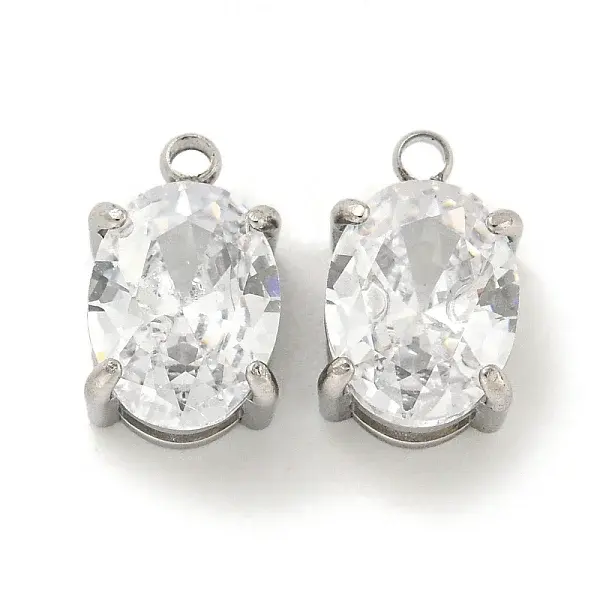 304 Stainless Steel Pendants Cubic Zirconia Pendants