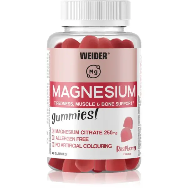 Weider Magnesium Gummies želatinové tablety pro normální činnost nervové soustavy příchuť Raspberry 196 g