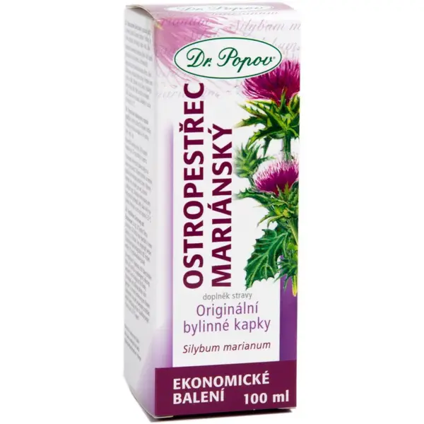 Dr. Popov Ostropestřec mariánský originální bylinné kapky bylinná tinktura 100 ml