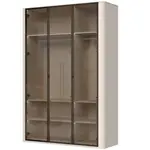 Třídveřová šatní skříň s osvětlením a prosklenými dveřmi renfri -