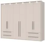 Šestidveřová šatní skříň se zásuvkami a led osvětlením ii baptiste -