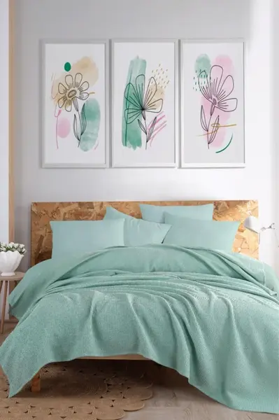 Přehoz 200x230 pique - tyrkysová