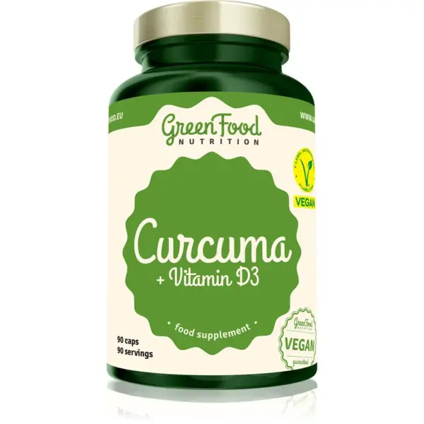 GreenFood Nutrition Curcuma + Vitamin D3 kapsuly s vitamínom D 104 g