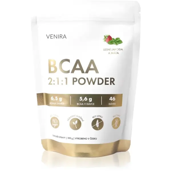 Venira BCAA 2:1:1 prášok na prípravu nápoja na regeneráciu svalov príchuť Strawberry and mint 300 g