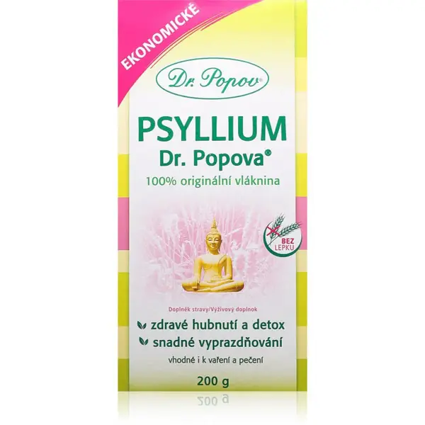 Dr. Popov Psyllium indická rozpustná vláknina vláknina doplněk stravy 200 g
