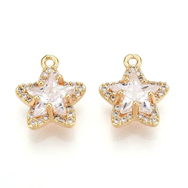 Brass Micro Pave Cubic Zirconia Charms