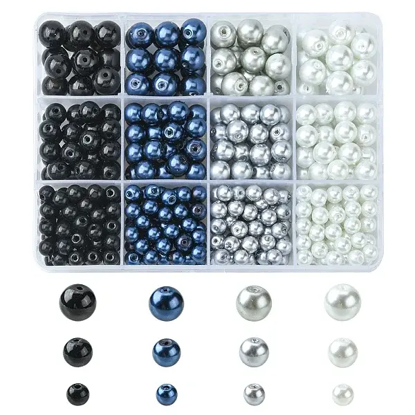 460Pcs 12 Style Glass Pearl Beads