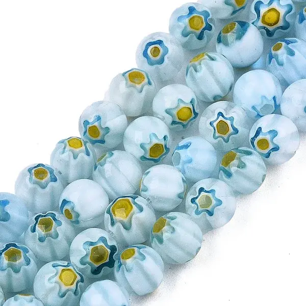 Round Millefiori Glass Beads Strands