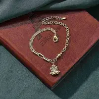 Brass Micro Pave Clear Cubic Zirconia Charm Bracelets